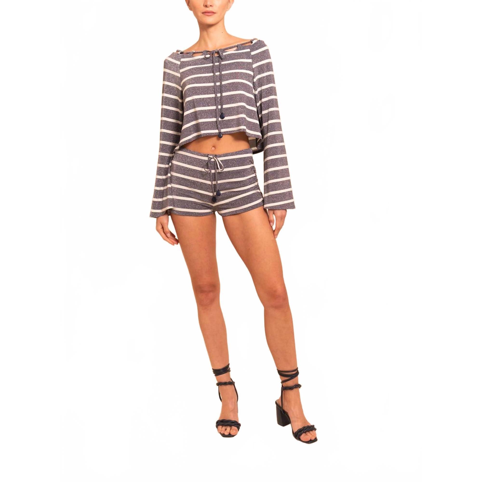 New Azulu Clemen Top In Navy Stripe